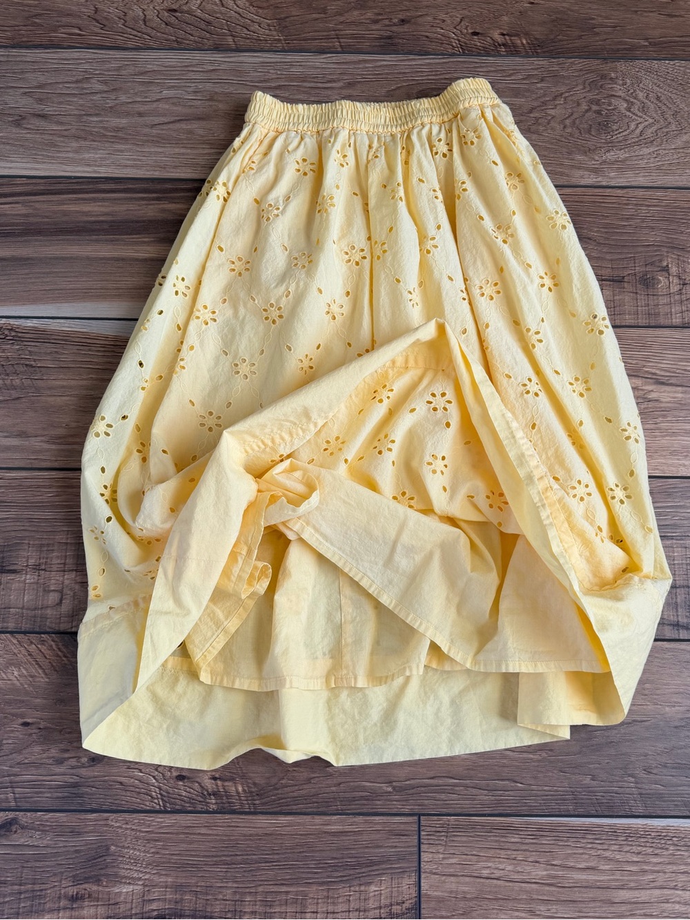 J. Crew Factory Petite Yellow Eyelet Midi Skirt - Picture 10 of 15